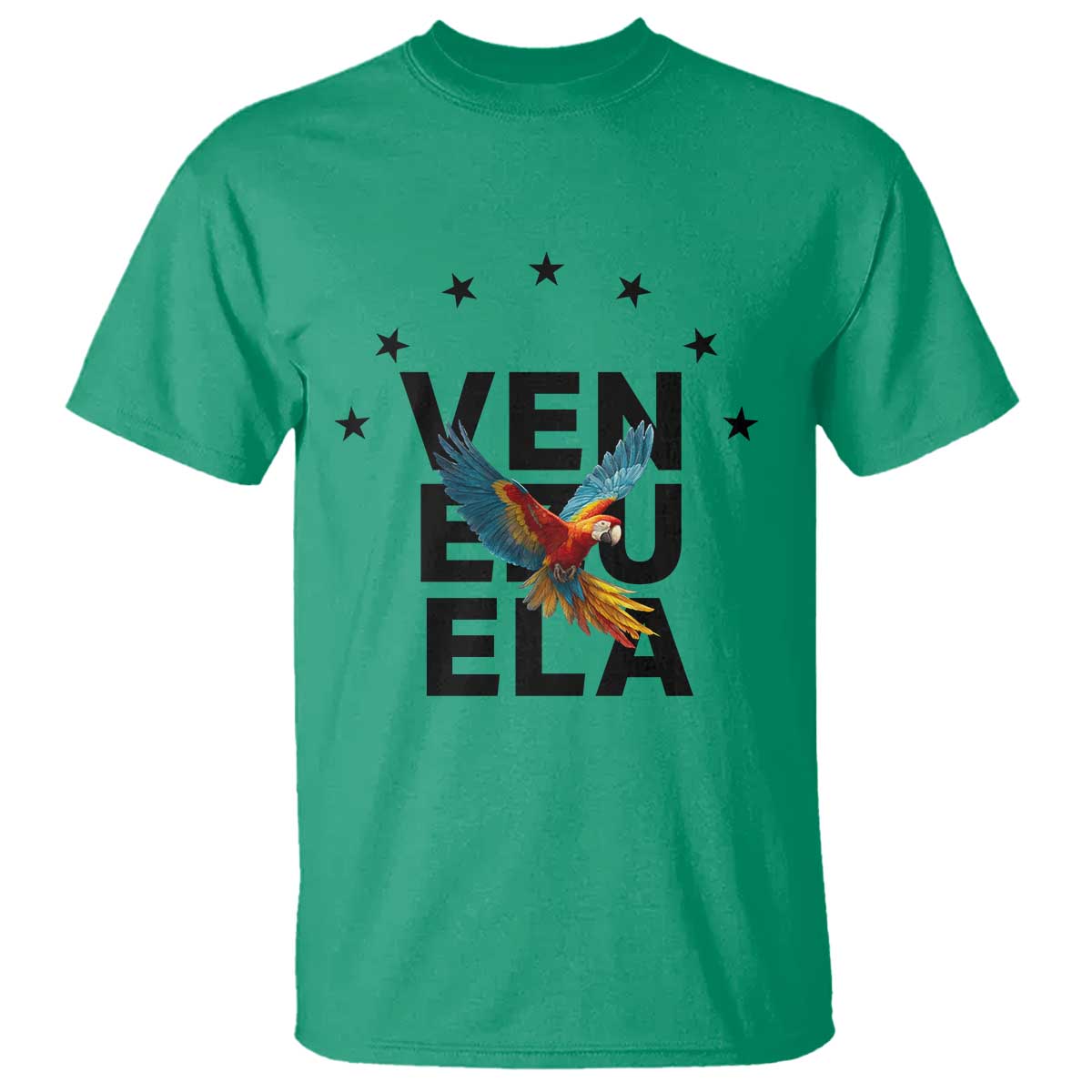 Venezuela Pride Flying Macaw T Shirt Ara Macao Guacamaya Venezuelan Pride Tropical Bird TS02 Irish Green Print Your Wear