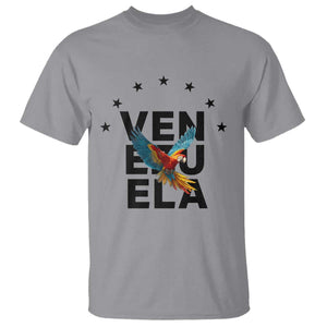 Venezuela Pride Flying Macaw T Shirt Ara Macao Guacamaya Venezuelan Pride Tropical Bird TS02 Sport Gray Print Your Wear