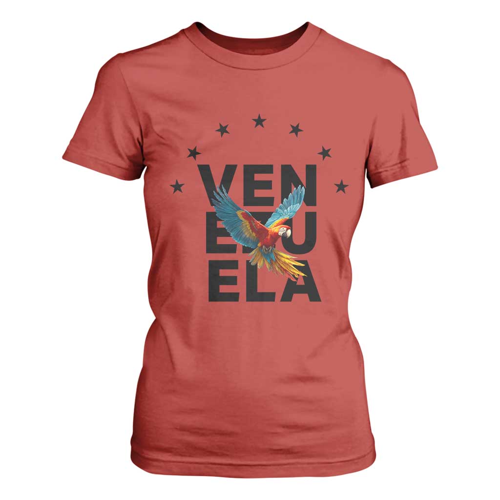 Venezuela Pride Flying Macaw T Shirt For Women Ara Macao Guacamaya Venezuelan Pride Tropical Bird TS02 Red Print Your Wear