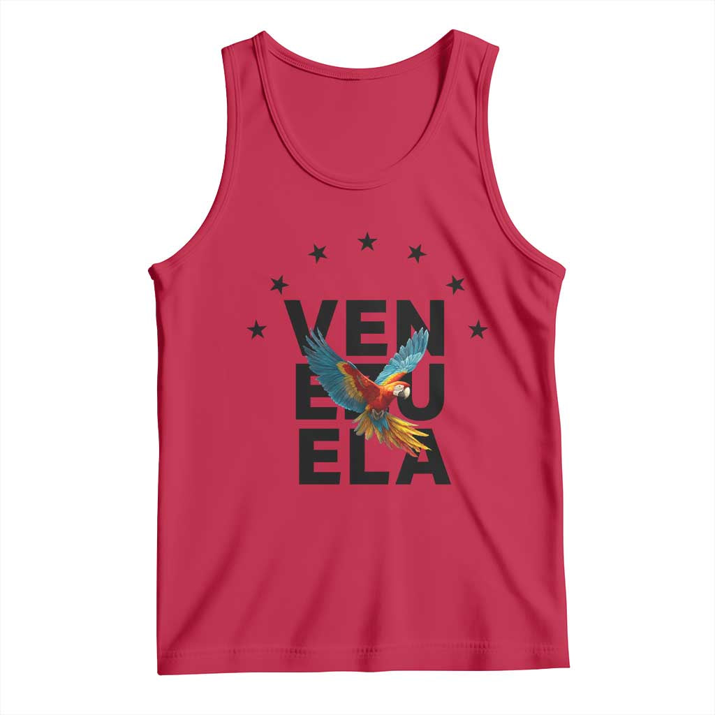 Venezuela Pride Flying Macaw Tank Top Ara Macao Guacamaya Venezuelan Pride Tropical Bird TS02 Red Print Your Wear