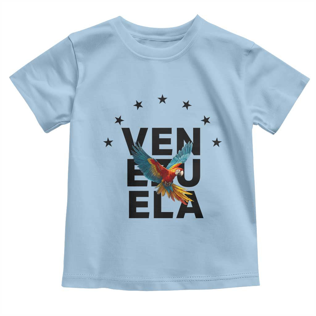 Venezuela Pride Flying Macaw Toddler T Shirt Ara Macao Guacamaya Venezuelan Pride Tropical Bird TS02 Light Blue Print Your Wear