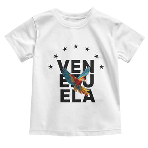 Venezuela Pride Flying Macaw Toddler T Shirt Ara Macao Guacamaya Venezuelan Pride Tropical Bird TS02 White Print Your Wear