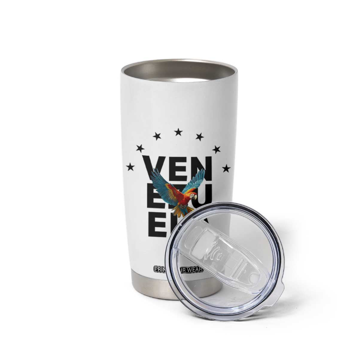 Venezuela Pride Flying Macaw Tumbler Cup Ara Macao Guacamaya Venezuelan Pride Tropical Bird TS02 Print Your Wear