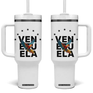 Venezuela Pride Flying Macaw Tumbler With Handle Ara Macao Guacamaya Venezuelan Pride Tropical Bird TS02 One Size: 40 oz White Print Your Wear