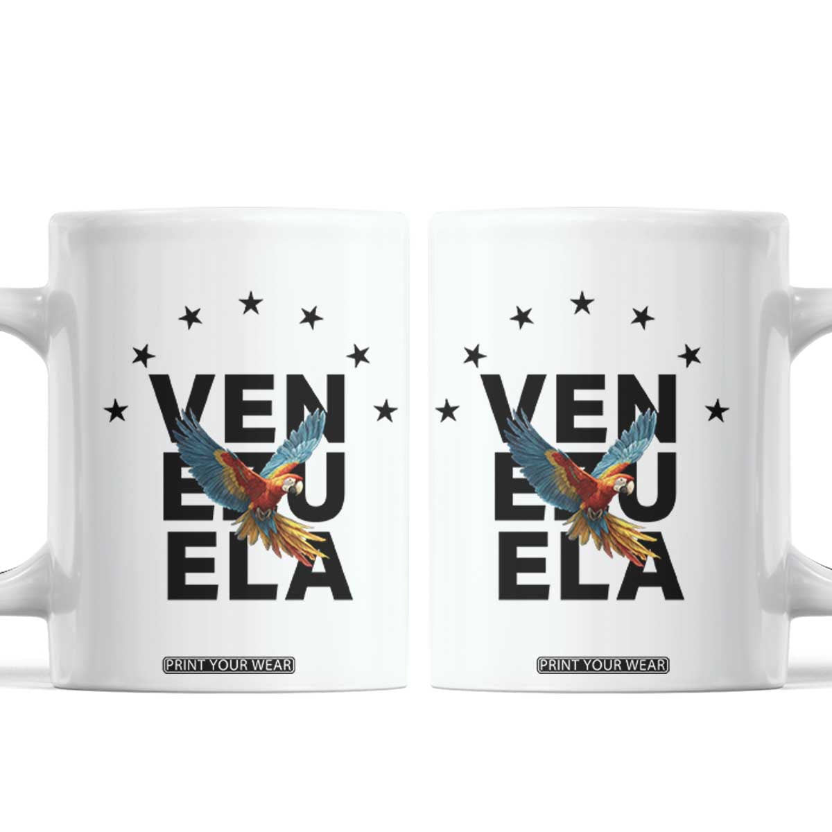 Venezuela Pride Flying Macaw Coffee Mug Ara Macao Guacamaya Venezuelan Pride Tropical Bird TS02 White Print Your Wear