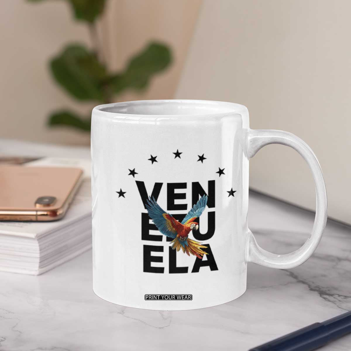 Venezuela Pride Flying Macaw Coffee Mug Ara Macao Guacamaya Venezuelan Pride Tropical Bird TS02 Print Your Wear