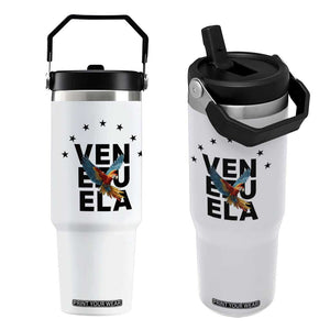 Venezuela Pride Flying Macaw Flip Straw Tumbler Ara Macao Guacamaya Venezuelan Pride Tropical Bird TS02 One Size: 30 oz White Print Your Wear