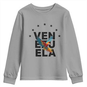 Venezuela Pride Flying Macaw Youth Sweatshirt Ara Macao Guacamaya Venezuelan Pride Tropical Bird TS02 Sport Gray Print Your Wear