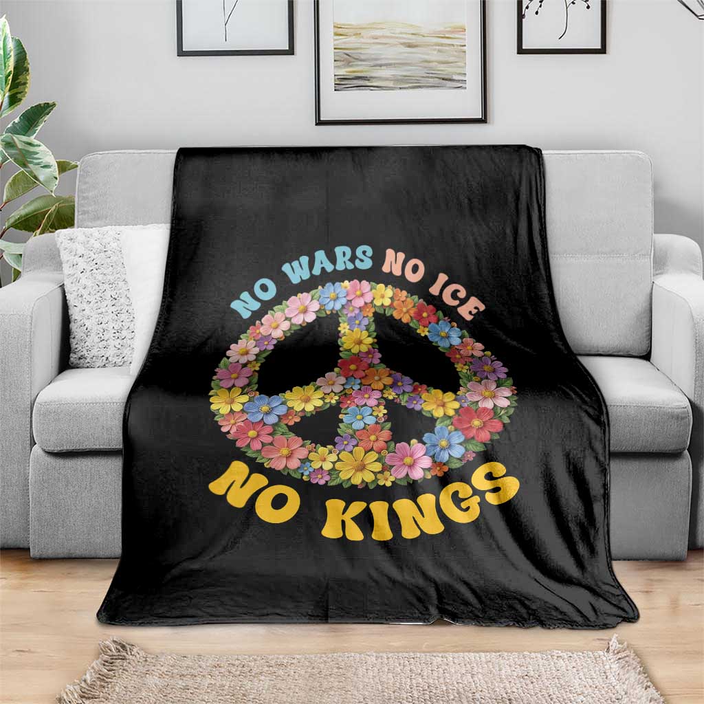 No Wars No Ice No Kings Retro Flower Throw Blanket Hippie Floral Peace Sign Social Justice Anti War Protest TS02 Print Your Wear