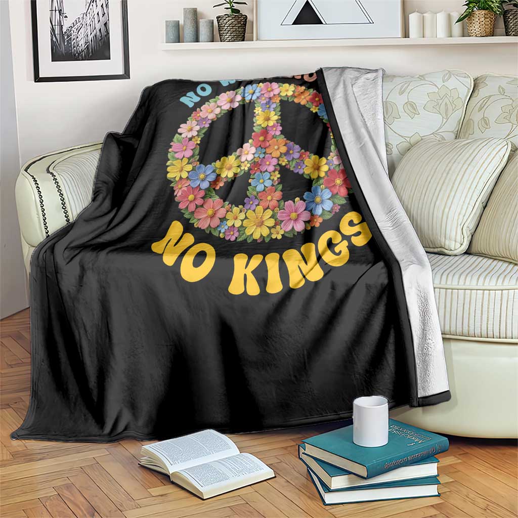 No Wars No Ice No Kings Retro Flower Throw Blanket Hippie Floral Peace Sign Social Justice Anti War Protest TS02 Print Your Wear