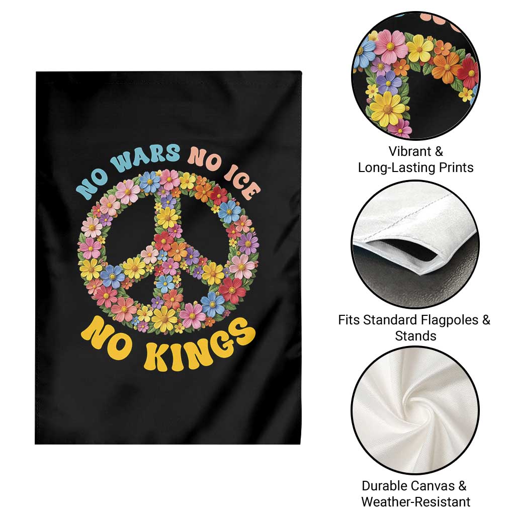 No Wars No Ice No Kings Retro Flower Garden Flag Hippie Floral Peace Sign Social Justice Anti War Protest TS02 Print Your Wear