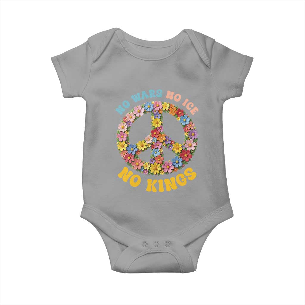 No Wars No Ice No Kings Retro Flower Baby Onesie Hippie Floral Peace Sign Social Justice Anti War Protest TS02 Sport Gray Print Your Wear