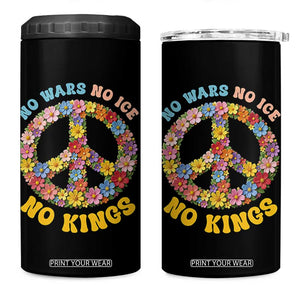 No Wars No Ice No Kings Retro Flower 4 in 1 Can Cooler Tumbler Hippie Floral Peace Sign Social Justice Anti War Protest TS02 One Size: 16 oz Black Print Your Wear