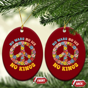 No Wars No Ice No Kings Retro Flower Ceramic Ornament Hippie Floral Peace Sign Social Justice Anti War Protest TS02 Print Your Wear