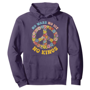No Wars No Ice No Kings Retro Flower Hoodie Hippie Floral Peace Sign Social Justice Anti War Protest TS02 Purple Print Your Wear