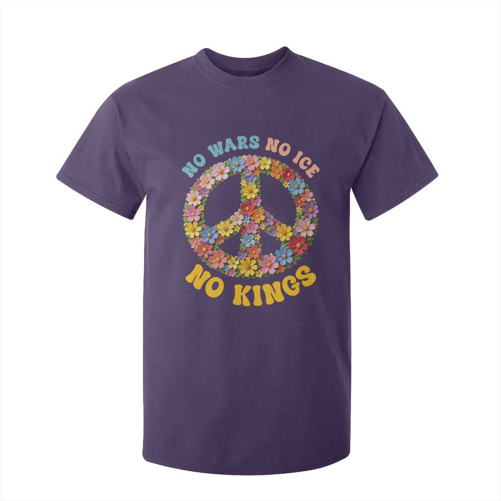 No Wars No Ice No Kings Retro Flower T Shirt For Kid Hippie Floral Peace Sign Social Justice Anti War Protest TS02 Purple Print Your Wear