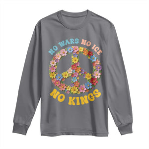 No Wars No Ice No Kings Retro Flower Long Sleeve Shirt Hippie Floral Peace Sign Social Justice Anti War Protest TS02 Charcoal Print Your Wear