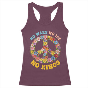 No Wars No Ice No Kings Retro Flower Racerback Tank Top Hippie Floral Peace Sign Social Justice Anti War Protest TS02 Maroon Print Your Wear