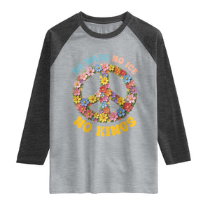 No Wars No Ice No Kings Retro Flower Raglan Shirt Hippie Floral Peace Sign Social Justice Anti War Protest TS02 Heather Gray Heather Charcoal Print Your Wear