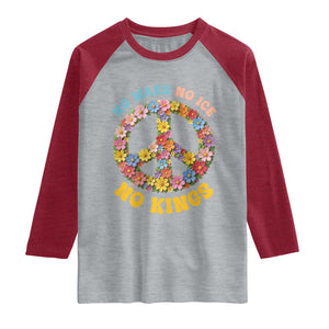 No Wars No Ice No Kings Retro Flower Raglan Shirt Hippie Floral Peace Sign Social Justice Anti War Protest TS02 Heather Gray Heather Red Print Your Wear