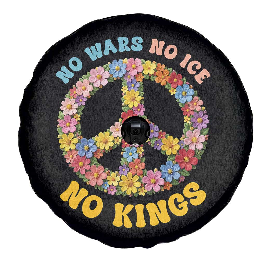 No Wars No Ice No Kings Retro Flower Spare Tire Cover Hippie Floral Peace Sign Social Justice Anti War Protest TS02 Print Your Wear