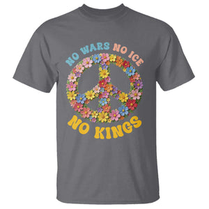No Wars No Ice No Kings Retro Flower T Shirt Hippie Floral Peace Sign Social Justice Anti War Protest TS02 Charcoal Print Your Wear