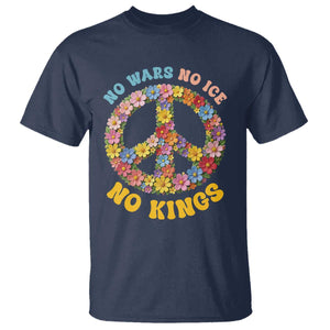 No Wars No Ice No Kings Retro Flower T Shirt Hippie Floral Peace Sign Social Justice Anti War Protest TS02 Navy Print Your Wear