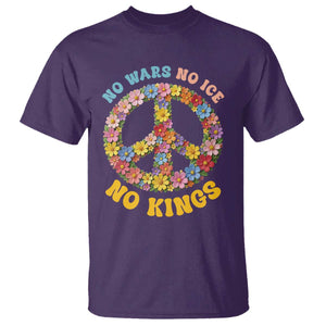 No Wars No Ice No Kings Retro Flower T Shirt Hippie Floral Peace Sign Social Justice Anti War Protest TS02 Purple Print Your Wear