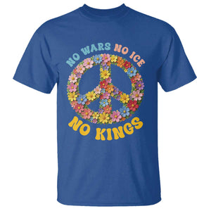 No Wars No Ice No Kings Retro Flower T Shirt Hippie Floral Peace Sign Social Justice Anti War Protest TS02 Royal Blue Print Your Wear