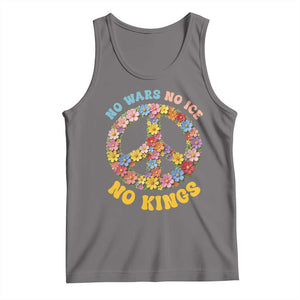 No Wars No Ice No Kings Retro Flower Tank Top Hippie Floral Peace Sign Social Justice Anti War Protest TS02 Deep Heather Print Your Wear