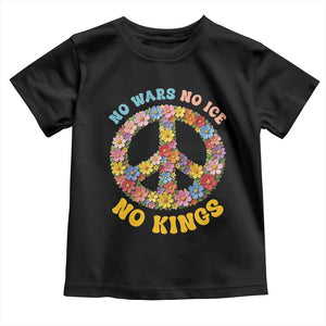 No Wars No Ice No Kings Retro Flower Toddler T Shirt Hippie Floral Peace Sign Social Justice Anti War Protest TS02 Black Print Your Wear