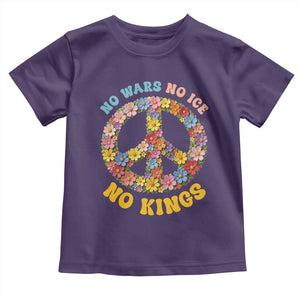 No Wars No Ice No Kings Retro Flower Toddler T Shirt Hippie Floral Peace Sign Social Justice Anti War Protest TS02 Purple Print Your Wear