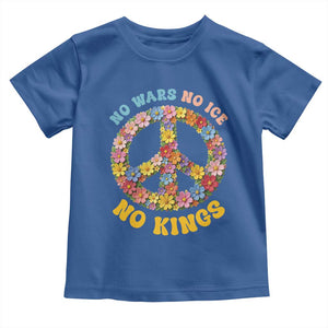 No Wars No Ice No Kings Retro Flower Toddler T Shirt Hippie Floral Peace Sign Social Justice Anti War Protest TS02 Royal Blue Print Your Wear