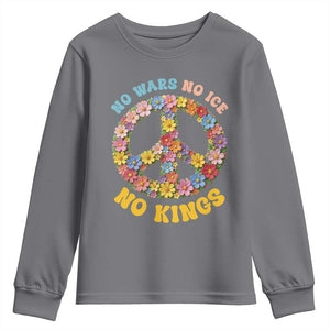 No Wars No Ice No Kings Retro Flower Youth Sweatshirt Hippie Floral Peace Sign Social Justice Anti War Protest TS02 Charcoal Print Your Wear