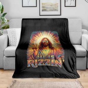 Funny Christian Easter He Is Rizzin Throw Blanket Trendy Jesus Humor with Sunglasses Faith Based Meme Gift TS02 Print Your Wear