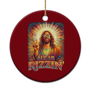 Funny Christian Easter He Is Rizzin Ceramic Ornament Trendy Jesus Humor with Sunglasses Faith Based Meme Gift TS02 1pc Red Print Your Wear