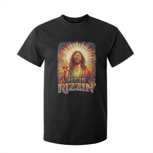 Funny Christian Easter He Is Rizzin T Shirt For Kid Trendy Jesus Humor with Sunglasses Faith Based Meme Gift TS02 Black Print Your Wear