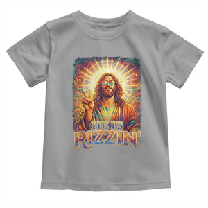 Funny Christian Easter He Is Rizzin Toddler T Shirt Trendy Jesus Humor with Sunglasses Faith Based Meme Gift TS02 Sport Gray Print Your Wear