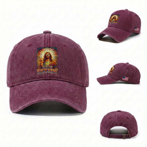 Funny Christian Easter He Is Rizzin Washed Cotton Baseball Cap Trendy Jesus Humor with Sunglasses Faith Based Meme Gift