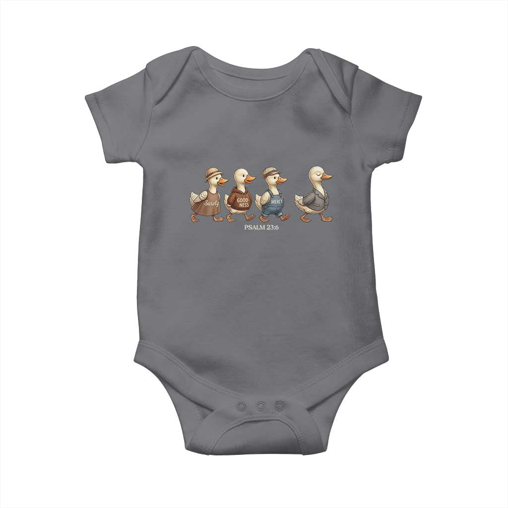 Funny Christian Psalm 23:6 Duck Pun Baby Onesie Surely Goodness and Mercy Cute Bible Humor Gift TS02 Charcoal Print Your Wear