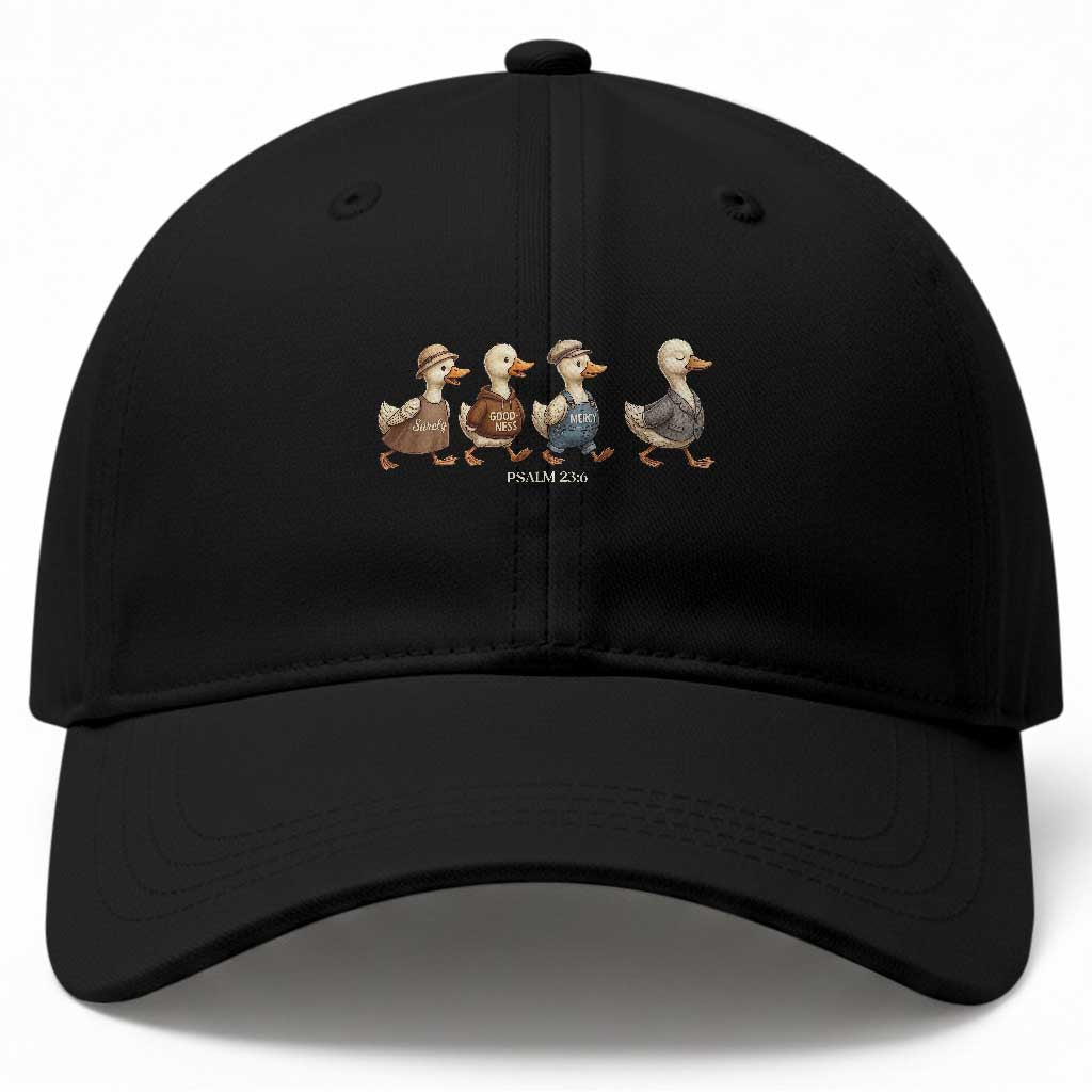 Funny Christian Psalm 23:6 Duck Pun Baseball Cap Surely Goodness and Mercy Cute Bible Humor Gift