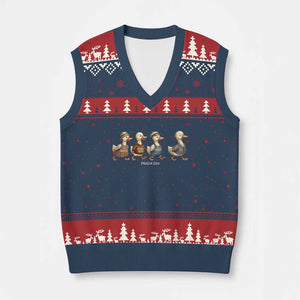 Funny Christian Psalm 23:6 Duck Pun V-Neck Knit Sweater Vest Surely Goodness and Mercy Cute Bible Humor Gift TS02 Navy Red Print Your Wear
