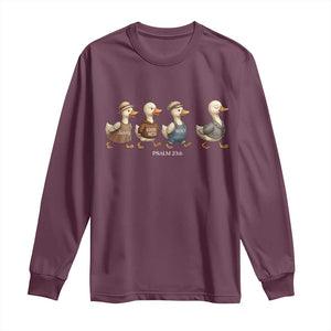 Funny Christian Psalm 23:6 Duck Pun Long Sleeve Shirt Surely Goodness and Mercy Cute Bible Humor Gift TS02 Maroon Print Your Wear