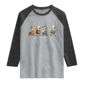 Funny Christian Psalm 23:6 Duck Pun Raglan Shirt Surely Goodness and Mercy Cute Bible Humor Gift TS02 Heather Gray Heather Charcoal Print Your Wear