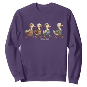 Funny Christian Psalm 23:6 Duck Pun Sweatshirt Surely Goodness and Mercy Cute Bible Humor Gift TS02 Purple Print Your Wear