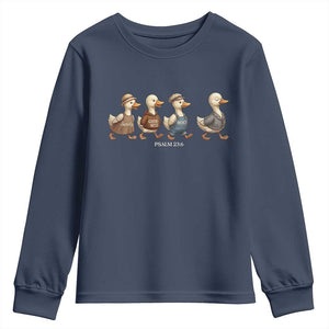 Funny Christian Psalm 23:6 Duck Pun Youth Sweatshirt Surely Goodness and Mercy Cute Bible Humor Gift TS02 Navy Print Your Wear
