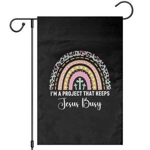 I am a Project That Keeps Jesus Busy Rainbow Cross Garden Flag Cute Christian Faith Humor TS02 Black Print Your Wear