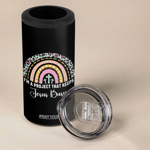 I am a Project That Keeps Jesus Busy Rainbow Cross 4 in 1 Can Cooler Tumbler Cute Christian Faith Humor TS02 Print Your Wear