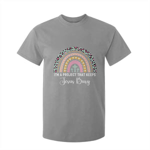 I am a Project That Keeps Jesus Busy Rainbow Cross T Shirt For Kid Cute Christian Faith Humor TS02 Sport Gray Print Your Wear