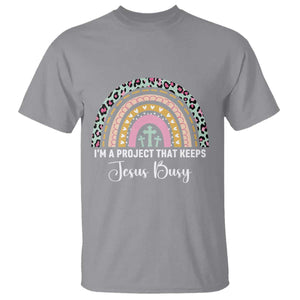 I am a Project That Keeps Jesus Busy Rainbow Cross T Shirt Cute Christian Faith Humor TS02 Sport Gray Print Your Wear